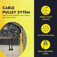 HULKFIT Weightlifting Cable Pulley System for Squat Stand and Power Cage – Tr…