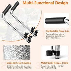 2 Pack Wheelchair Handle Extenders (300lbs Weight Capacity) Stroller Handle