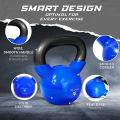15 LB Vinyl Coated Cast Iron Kettlebell – Durable, Stylish Home Gym Essential