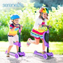 SereneLife SLKS33 3-Wheel Kids Scooter W/Seat Violet