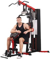 Multifunctional Full Home Gym System Workout Station with 122.5 Lbs Weight Stack