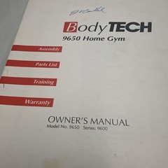 Body Tech 9650 Home Gym Owners Manual Model No. 9650 Series 9600 With Poster