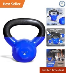 10 LB Vinyl Kettlebell for Full Body Workouts – Durable Cast Iron Construction