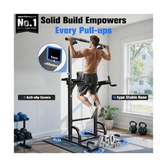 Sportsroyals Power Tower Pull Up Bar Station, 450LBS Stable Pull Up Dip Stati…