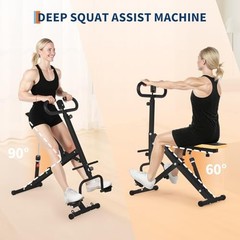 Squat & Rowing Machine – 12-Level Resistance Home Gym Equipment for Black