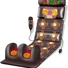 Full Body Heated Massage Mat with 10 Vibration Nodes & Remote – Brown